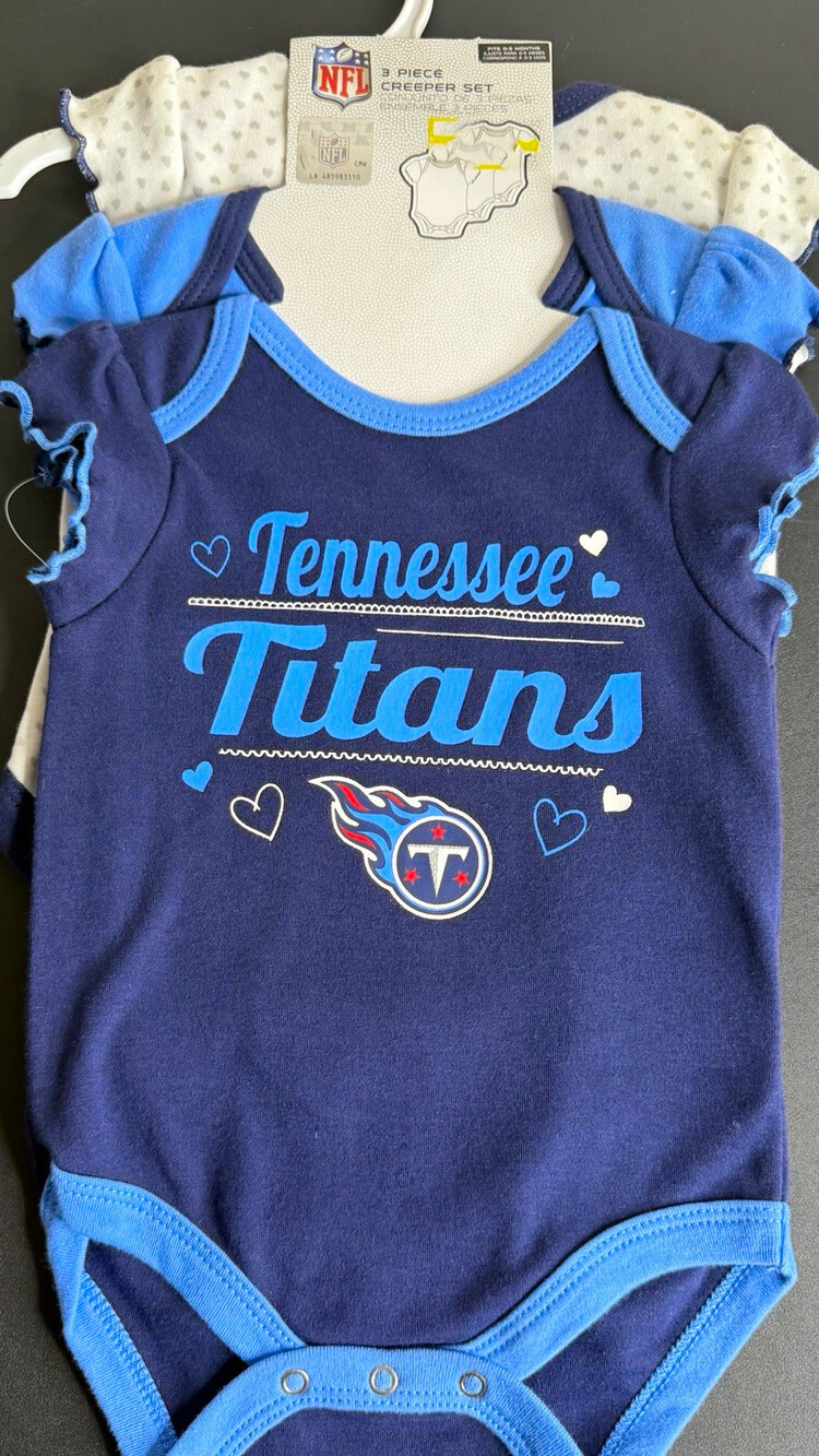 NFL Team Apparel Tennessee Titans NFL 3-Pack Baby Bodysuits 0-3M Blue White